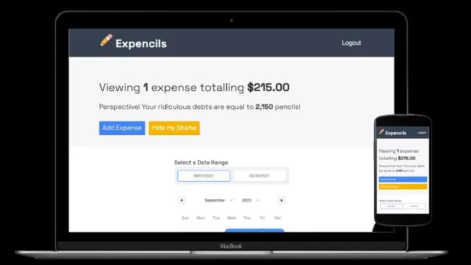 an image of a computer and cell phone displaying the Expencils project